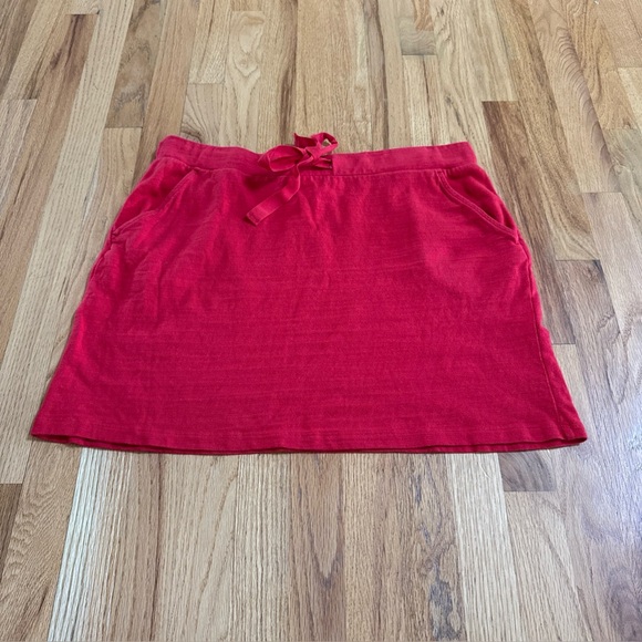 LOFT Drawstring Womens Large Skirt Red Cotton Jersey Knit Casual Pull On - Picture 1 of 7